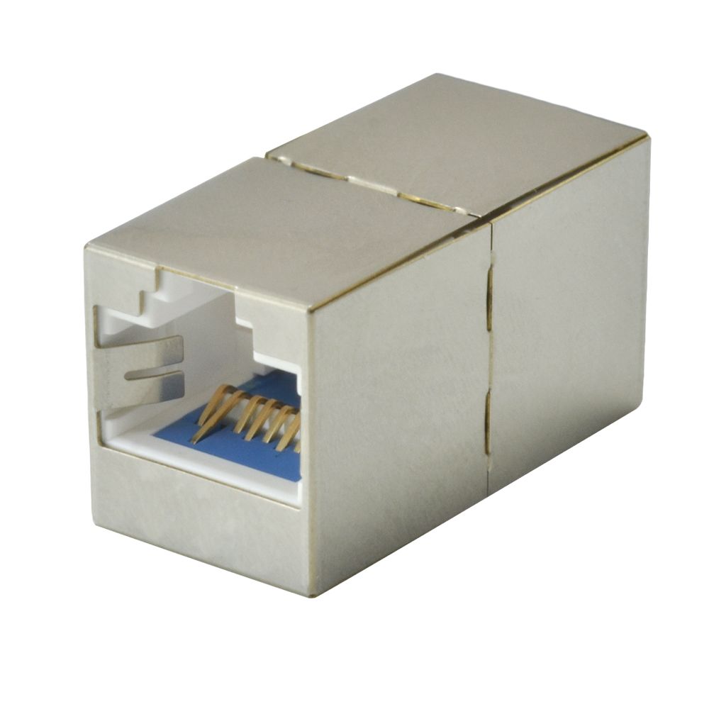 Category 6 - 180° RJ45 Cat 6 Shielded Feed-Through In-Line Coupler- Mobile Style